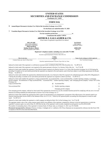 Thumbnail Arthur J. Gallagher & Co.
 10-K Annual Report 2020