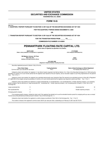 Thumbnail PennantPark Floating Rate Capital Ltd.
 10-Q Quarterly Report FY 