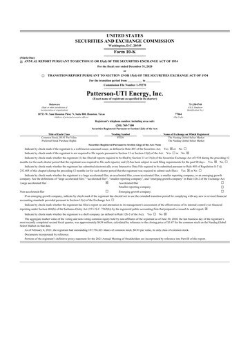 Thumbnail Patterson-UTI Energy 10-K Annual Report 2020