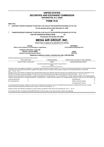 Thumbnail Republic Airways 10-Q Quarterly Report FY2021 
