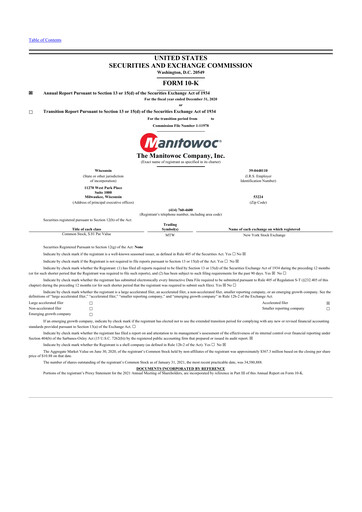 Thumbnail The Manitowoc Company
 10-K Annual Report 2020