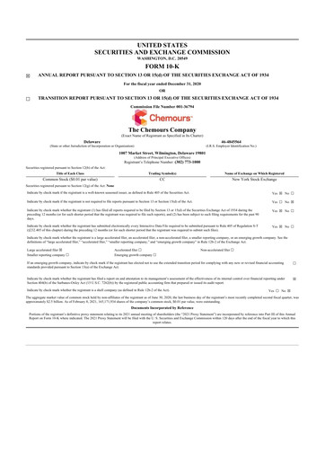 Thumbnail Chemours
 10-K Annual Report 2020