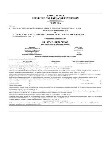 Thumbnail SiTime 10-K Annual Report 2020