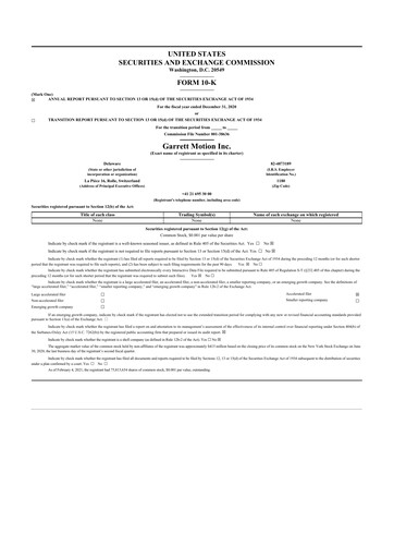 Thumbnail Garrett Motion 10-K Annual Report 2020