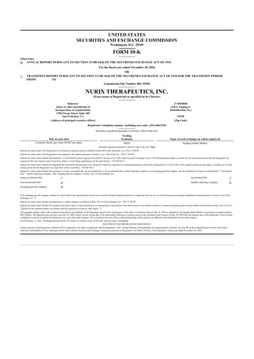 Thumbnail Nurix Therapeutics 10-K Annual Report 2020