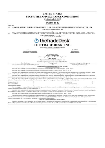 Thumbnail The Trade Desk
 10-K Annual Report 2020