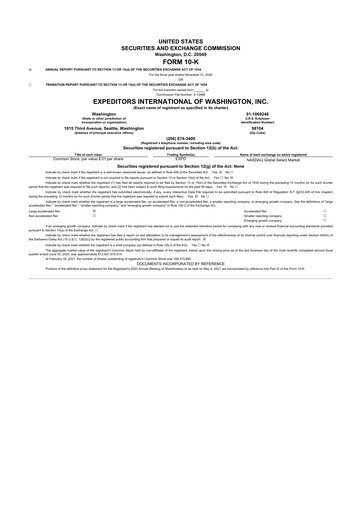 Thumbnail Expeditors International 10-K Annual Report 2020