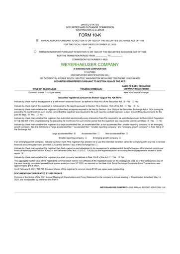 Thumbnail Weyerhaeuser
 10-K Annual Report 2020