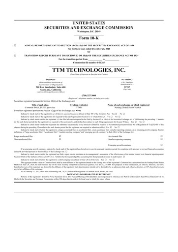 Thumbnail TTM Technologies
 10-K Annual Report 2020