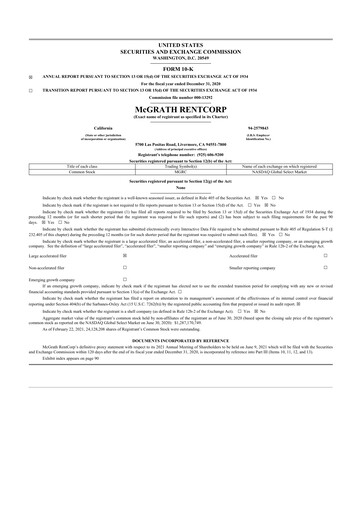 Thumbnail McGrath RentCorp
 10-K Annual Report 2020