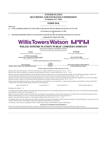 Thumbnail Willis Towers Watson  10-K Annual Report 2020
