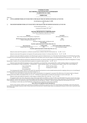 Thumbnail Range Resources
 10-K Annual Report 2020