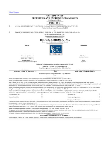 Thumbnail Brown & Brown
 10-K Annual Report 2020