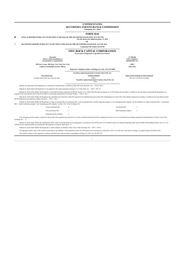 Thumbnail Blue Owl Capital Corporation 10-K Annual Report 