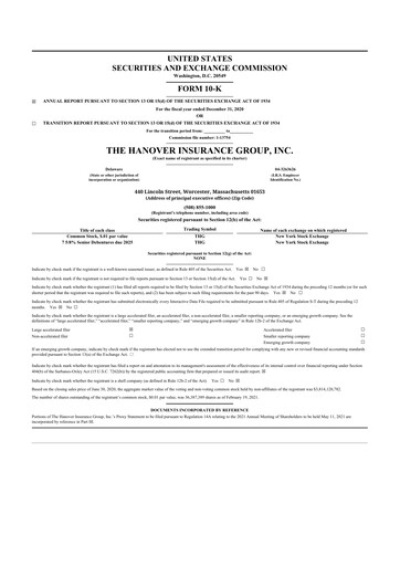 Thumbnail Hanover Insurance Group 10-K Annual Report 2020