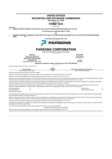 Thumbnail Parsons 10-K Annual Report 2020