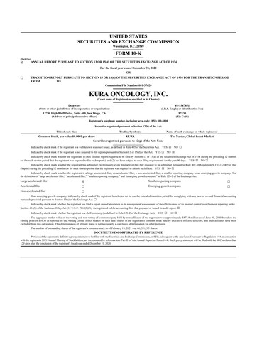 Vorschaubild Kura Oncology
 10-K Jahresbericht 2020