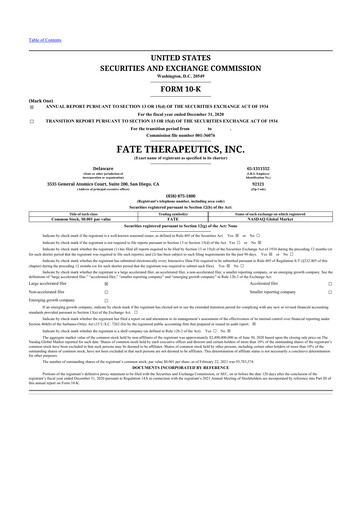Thumbnail Fate Therapeutics
 10-K Annual Report 2020
