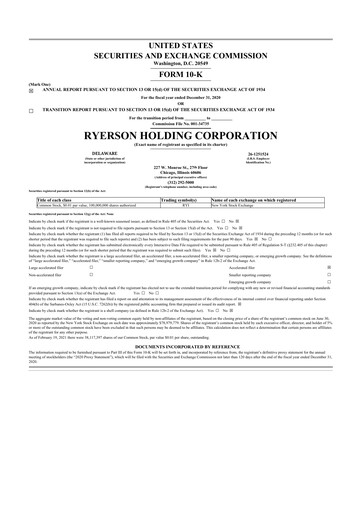 Thumbnail Ryerson 10-K Annual Report 2020