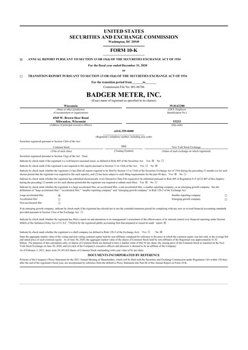 Vorschaubild Badger Meter
 10-K Jahresbericht 2020
