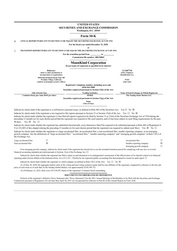 Thumbnail MannKind Corp 10-K Annual Report 2020