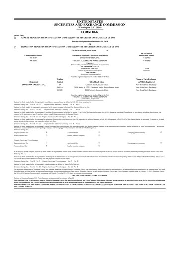 Thumbnail Dominion Energy 10-K Annual Report 