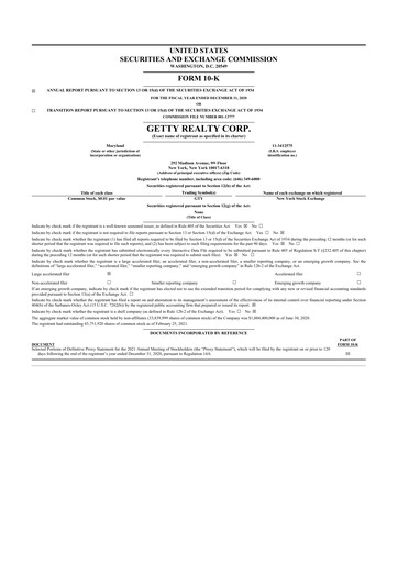 Thumbnail Getty Realty 10-K Annual Report 2020