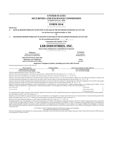 Thumbnail LSB Industries 10-K Annual Report 2020