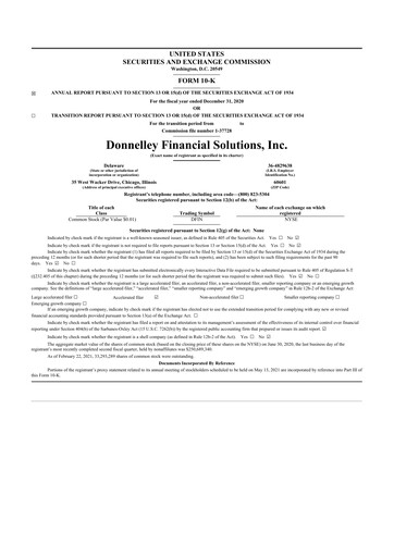 Thumbnail Donnelley Financial Solutions
 10-K Annual Report 2020