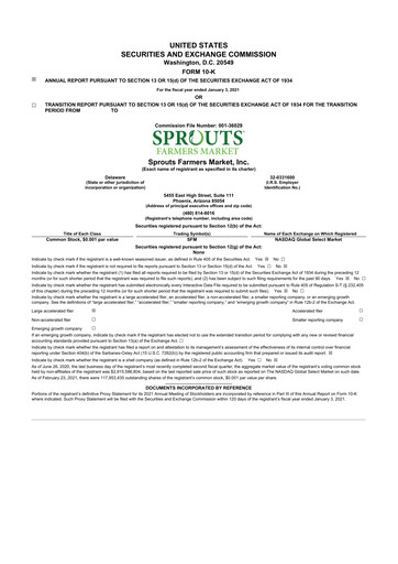 Thumbnail Sprouts Farmers Market 10-K Annual Report 