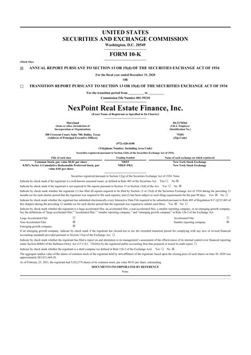 Thumbnail NexPoint Real Estate Finance 10-K Annual Report 2020