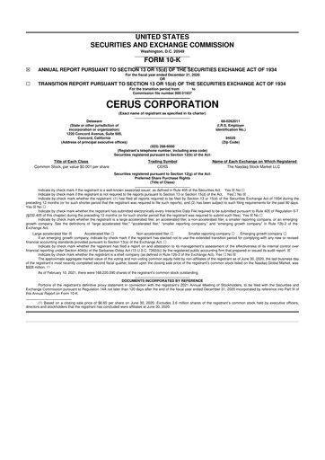 Thumbnail Cerus Corporation 10-K Annual Report 2020