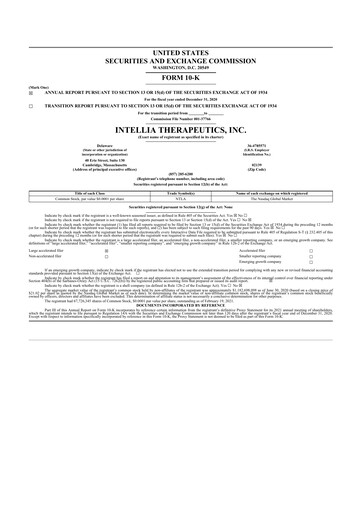 Thumbnail Intellia Therapeutics 10-K Annual Report 2020