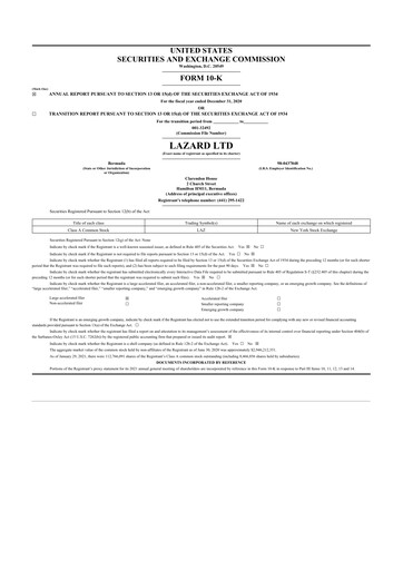 Thumbnail Lazard 10-K Annual Report 2020