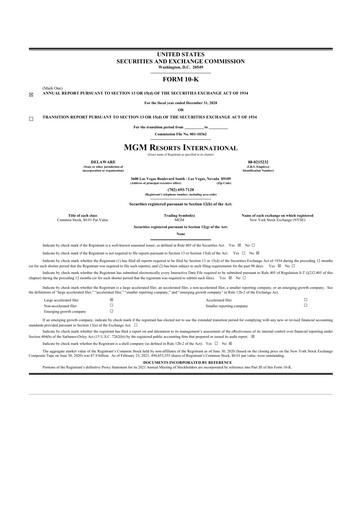 Thumbnail MGM Resorts

 10-K Annual Report 2020