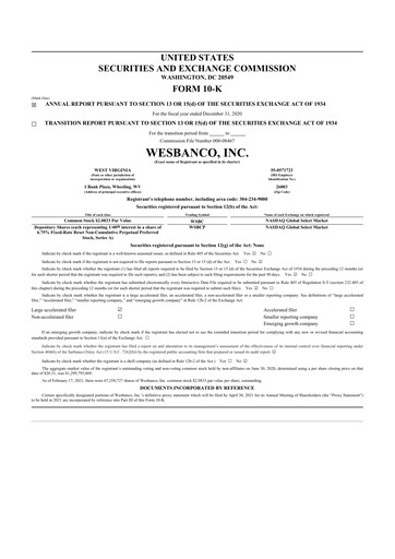 Thumbnail WesBanco 10-K Annual Report 2020