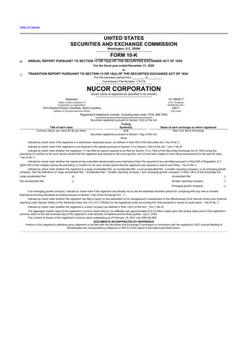 Thumbnail Nucor
 10-K Annual Report 2020