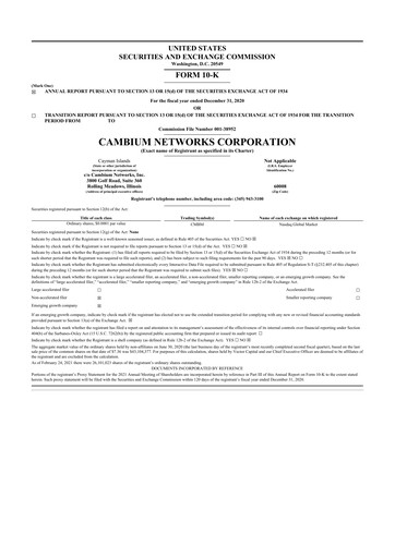 Thumbnail Cambium Networks 10-K Annual Report 2020