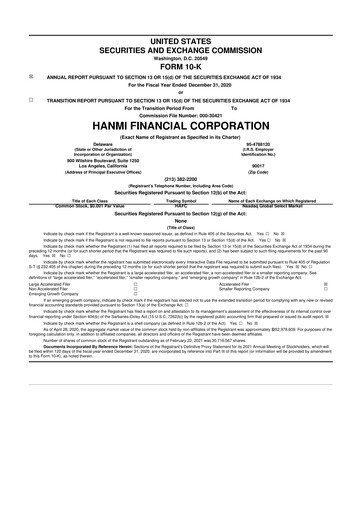 Vorschaubild Hanmi Financial 10-K Jahresbericht 2020