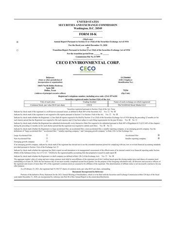 Thumbnail CECO Environmental
 10-K Annual Report 2020