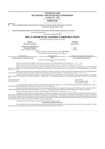 Thumbnail Big 5 Sporting Goods 10-K Annual Report 2020