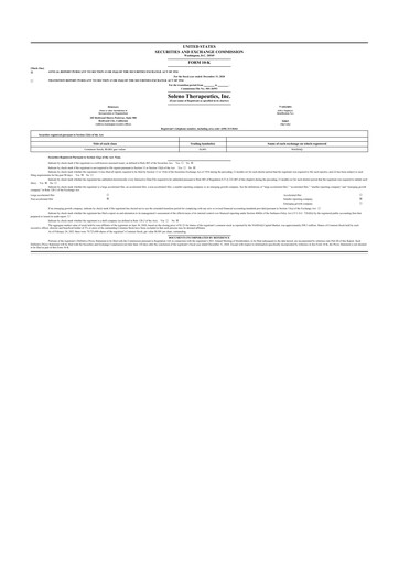 Vorschaubild Soleno Therapeutics 10-K Jahresbericht 2020