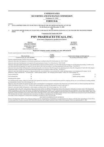 Thumbnail PMV Pharmaceuticals 10-K Annual Report 2020