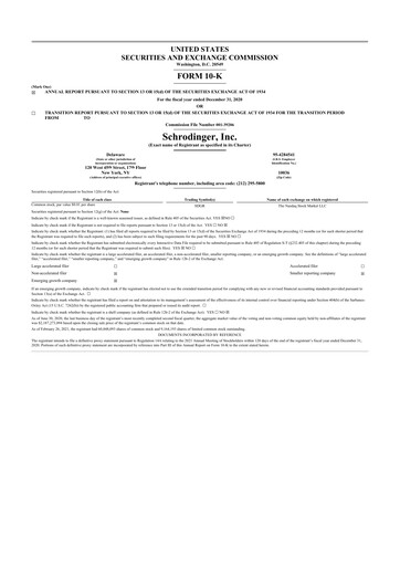 Thumbnail Schrödinger 10-K Annual Report 2020