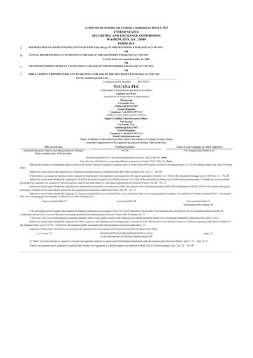 Thumbnail NuCana
 20-F Annual Report 2020