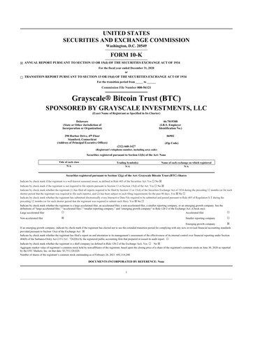 Miniature Grayscale Bitcoin Trust 10-K Rapport annuel 2020