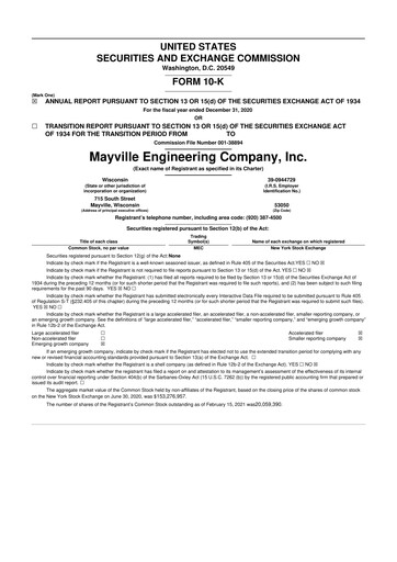 Thumbnail Mayville Engineering Company 10-K Annual Report 2020