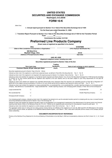 Vorschaubild Preformed Line Products 10-K Jahresbericht 2020