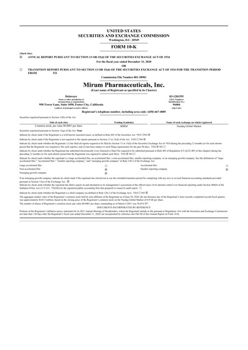 Thumbnail Mirum Pharmaceuticals 10-K Annual Report 2020