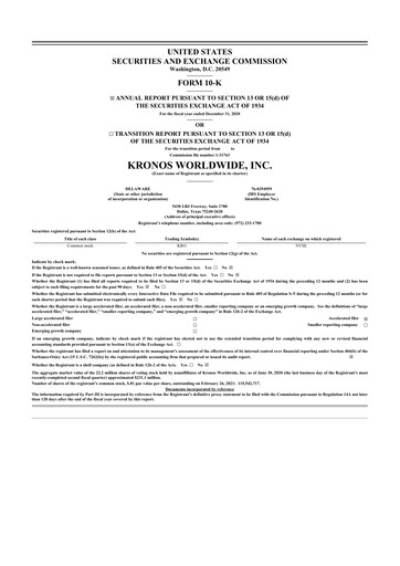 Thumbnail Kronos Worldwide 10-K Annual Report 2020